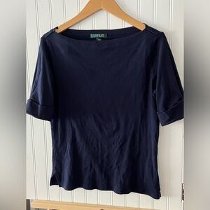 Lauren RalphLauren Scoop Neck Dressy Cuffed Sleeve Shirt